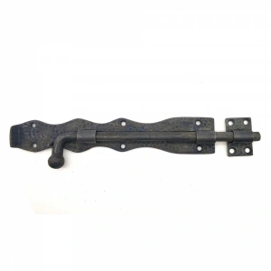 Hubrendy Kargo Antika Tarz Dekoratif Pirinç Dövme Kapı Sürgüsü - 25cm, Oksit