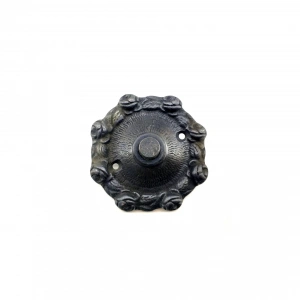 Hubrendy Kargo Antika Tarz Dekoratif Pirinç Güllü Kapı Zili - 75mm, Oksit