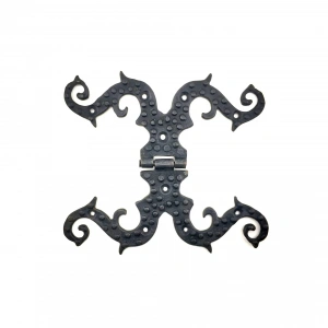 Hubrendy Kargo Antika Tarz Dekoratif Pirinç Süslü Menteşe - 190x170 Mm, Oksit