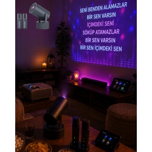 Hubrendy Kargo Bluetooth Hoparlörlü Akıllı Projektör Kablosuz Karaoke Mikrofonlu