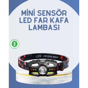 Hubrendy Kargo El Sensörlü Led Far Suya Dayanıklı Şarjlı Kafa Lambası