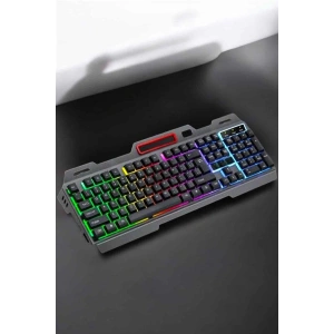Hubrendy Kargo Led Işıklı  Klavye Usb Girişli Rgb Işıklı Q Klavye Mouse Hediyeli