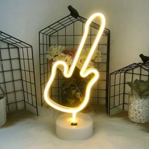 Hubrendy Kargo Neon Gitar Masa Lambası Pil+usb