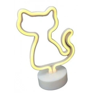 Hubrendy Kargo Neon Işıklı Kedi Lamba Pil+usb Pembe Işık Mz-122