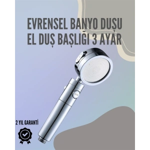 Hubrendy Kargo Paslanmaz Çelik Çok Fonksiyonlu El Duş Başlığı – 3 Modlu Püskürtme Seçeneği
