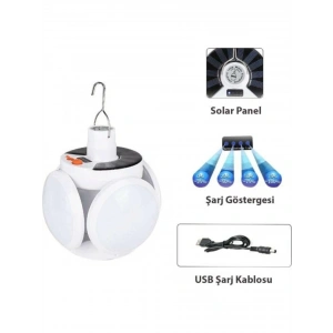 Hubrendy Kargo Polizei P-038 Solar Güneş Enerji Ve Usb Sarjli 5 Kanatlı