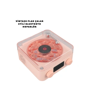 Hubrendy Kargo Retro Bluetooth Hoparlör Pembe