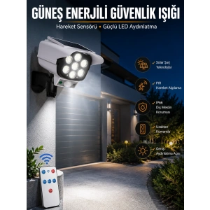 Hubrendy Kargo Solar Lamba Kamera Görünümlü Duvar Lambası Dönebilen Bahçe Aydınlatması