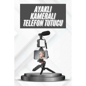 Hubrendy Kargo Telefon Tutucu Mikrofonlu Işıklı Youtuber Video Kayıt
