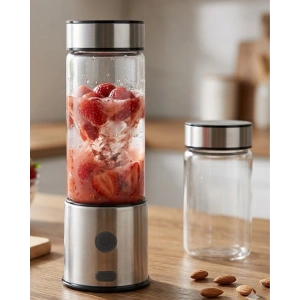 Hubrendy Kargo Usb Type C Şarjlı Cam Blender 6 Bıçaklı Smoothie Ve Shake Blender