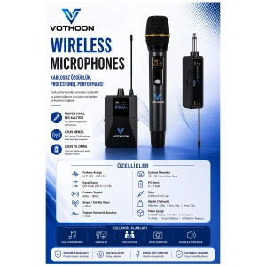 Hubrendy Kargo Wireless Mikrofon Sistemi Uhf Kablosuz El Mikrofonu Profesyonel Ses Performansı 50 Mt Menzil