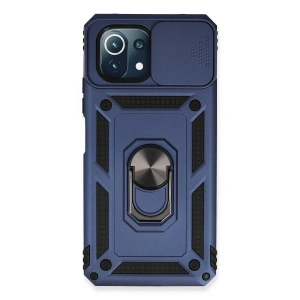 Hubrendy Bez Xiaomi Mİ 11 Lite Kılıf Pars Lens Yüzüklü Silikon - Lacivert