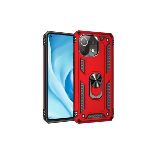 Hubrendy Bez Xiaomi Mİ 11 Lite Kılıf Sofya Yüzüklü Silikon Kapak - Kırmızı