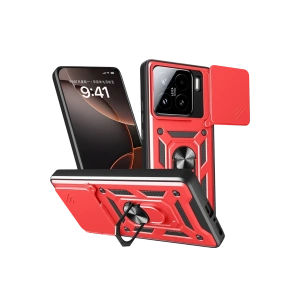 Hubrendy Bez Xiaomi Mi 15 Kılıf Pars Lens Yüzüklü Silikon - Kırmızı