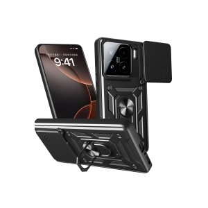 Hubrendy Bez Xiaomi Mi 15 Kılıf Pars Lens Yüzüklü Silikon - Siyah