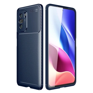 Hubrendy Bez Xiaomi Poco F3 Kılıf Auto Focus Karbon Kapak - Lacivert