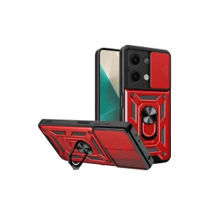 Hubrendy Bez Xiaomi Poco X6 Kılıf Pars Lens Yüzüklü Silikon - Kırmızı