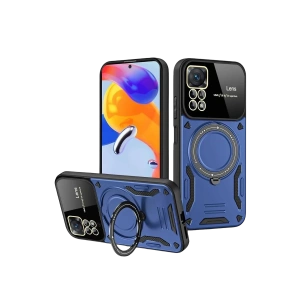 Hubrendy Bez Realme 11 Pro Plus Joy Lens Standlı Kapak - Lacivert