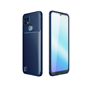 Hubrendy Bez Realme C21 Kılıf Auto Focus Karbon Kapak - Lacivert