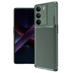 Hubrendy Bez Realme C75 4G Auto Focus Karbon Kapak - Koyu Yeşil