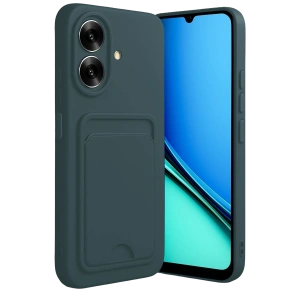 Hubrendy Bez Realme Note 60 Kelvin Kartvizitli Silikon - Koyu Yeşil