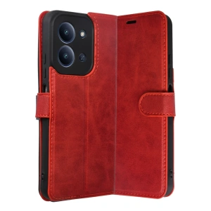 Hubrendy Bez Xiaomi Redmi 15C 4G Trend S Plus Kapaklı Kılıf - Kırmızı