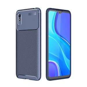 Hubrendy Bez Xiaomi Redmi 9A Kılıf Auto Focus Karbon Kapak - Lacivert