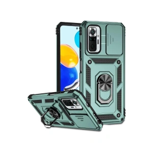 Hubrendy Bez Xiaomi Redmi Note 10 Pro Kılıf Pars Lens Yüzüklü Silikon - Yeşil
