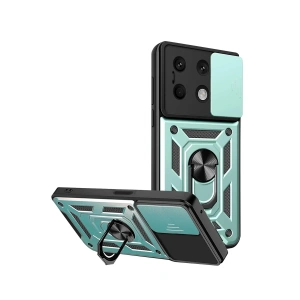 Hubrendy Bez Xiaomi Redmi Note 13 4G Kılıf Pars Lens Yüzüklü Silikon - Yeşil