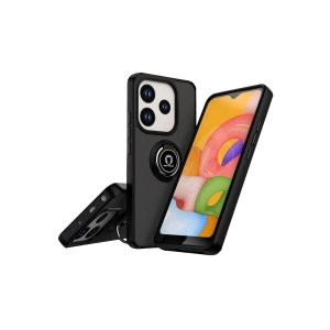 Hubrendy Bez Xiaomi Redmi Note 14 4G Montreal Yüzüklü Silikon Kapak - Siyah