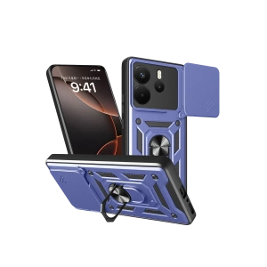 Hubrendy Bez Xiaomi Redmi Note 14 4G Pars Lens Yüzüklü Silikon - Lacivert