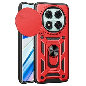 Hubrendy Bez Xiaomi Redmi Note 14 Pro 4G Kılıf Pars Lens Yüzüklü Silikon - Kırmızı