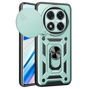 Hubrendy Bez Xiaomi Redmi Note 14 Pro 5G Kılıf Pars Lens Yüzüklü Silikon - Yeşil