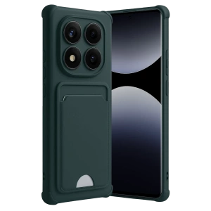 Hubrendy Bez Xiaomi Redmi Note 14 Pro Plus Kelvin Kartvizitli Silikon - Koyu Yeşil