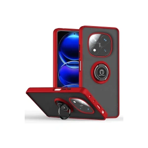 Hubrendy Bez Xiaomi Redmi Note 14 Pro Plus Kılıf Montreal Yüzüklü Silikon Kapak - Kırmızı