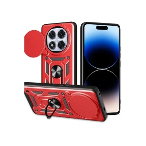 Hubrendy Bez Xiaomi Redmi Note 14 Pro Plus Kılıf Pars Lens Yüzüklü Silikon - Kırmızı