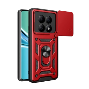 Hubrendy Bez Xiaomi Redmi Note 15 4G Pars Lens Yüzüklü Silikon - Kırmızı