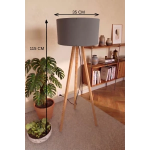 Hubrendy SH 3 Ayaklı Tripod Lambader Antrasit Gri Kumaş Başlık