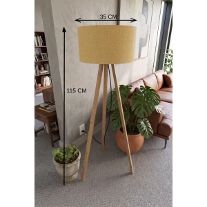 Hubrendy SH 3 Ayaklı Tripod Lambader Hardal Kumaş Başlık