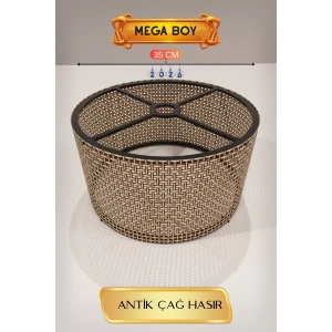 Hubrendy SH Antik Çağ Hasır Lambader Başlığı 35 Cm Mega Boy