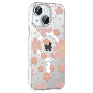 Hubrendy SH Joko Apple İphone 14 Floral Magsafe Kapak - Pembe