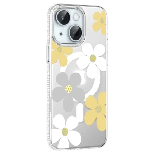 Hubrendy SH Joko Apple İphone 14 Floral Magsafe Kapak - Sarı