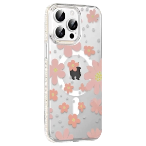 Hubrendy SH Joko Apple İphone 14 Pro Max Floral Magsafe Kapak - Pembe