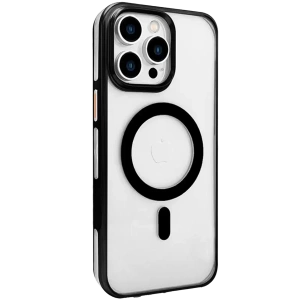 Hubrendy SH Joko Apple İphone 15 Pro Max Gleam Pc Sert Magsafe Kılıf - Şeffaf-siyah