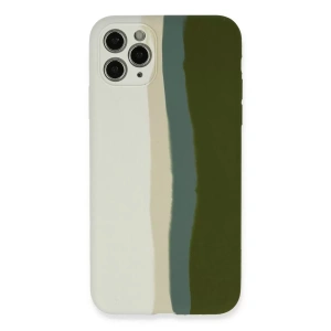Hubrendy SH Newface Apple İphone 11 Pro Kılıf Ebruli Lansman Silikon - Beyaz-yeşil