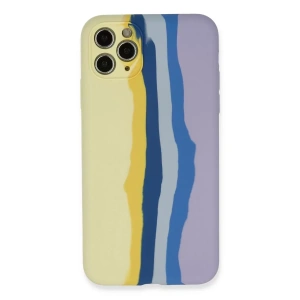 Hubrendy SH Newface Apple İphone 11 Pro Kılıf Ebruli Lansman Silikon - Sarı-lila