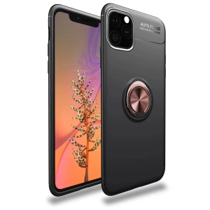 Hubrendy SH Newface Apple İphone 11 Pro Max Kılıf Range Yüzüklü Silikon - Siyah-gold