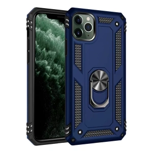 Hubrendy SH Newface Apple İphone 11 Pro Max Kılıf Sofya Yüzüklü Silikon Kapak - Lacivert