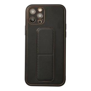 Hubrendy SH Newface Apple İphone 12 Pro Kılıf Coco Deri Standlı Kapak - Siyah