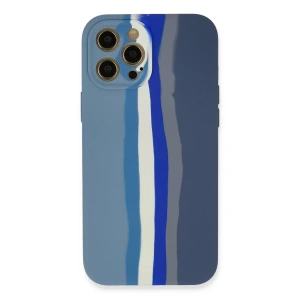 Hubrendy SH Newface Apple İphone 12 Pro Kılıf Ebruli Lansman Silikon - Mavi-gri